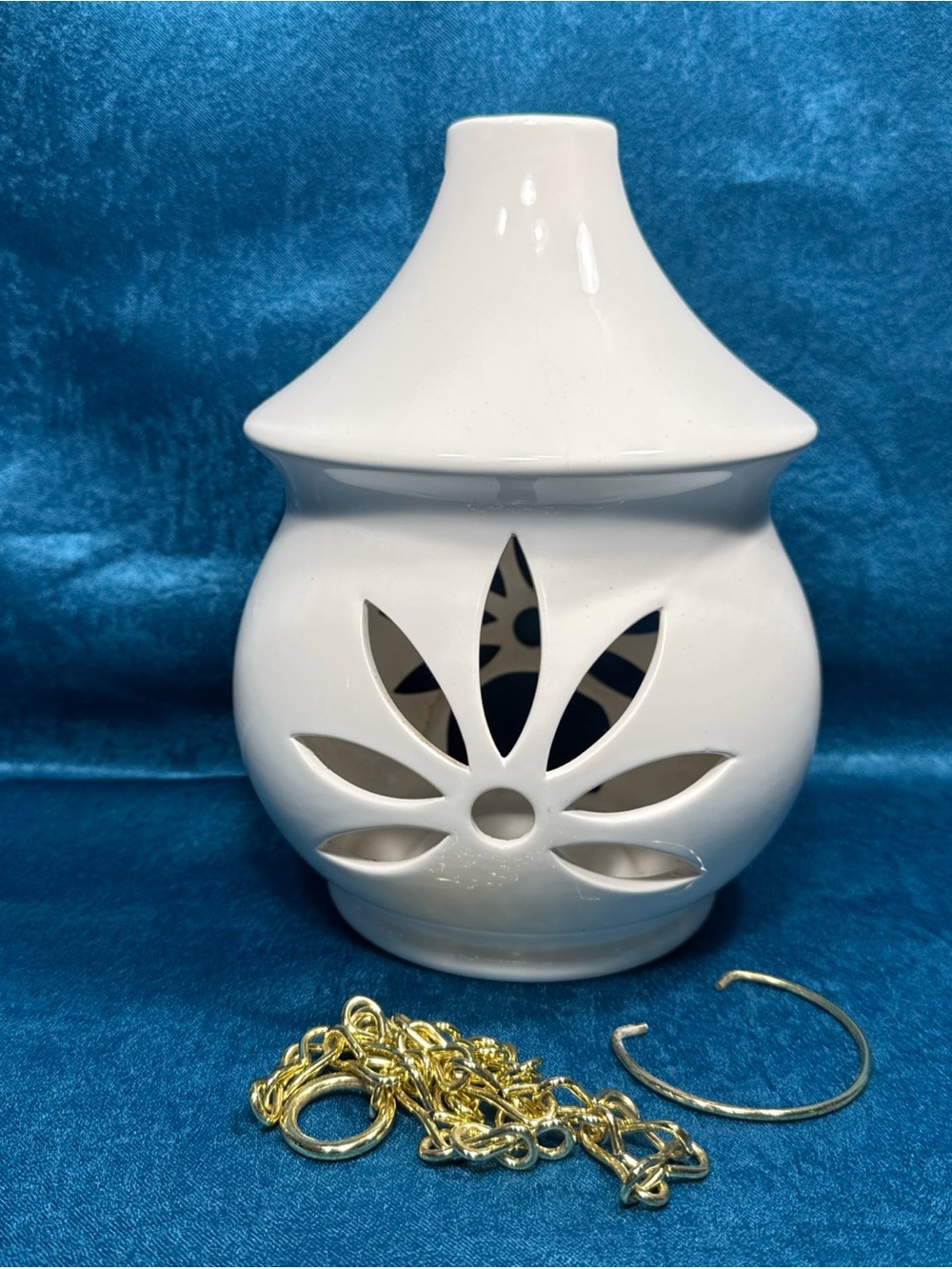 PartyLite Hanging or Tabletop Candle Holder Floral Cutout SONATA **FLAWED**